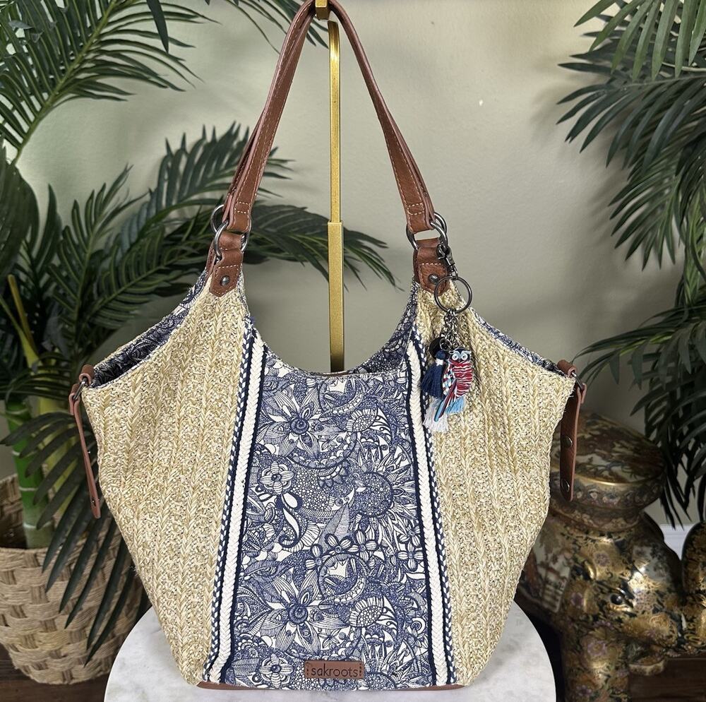 Sak roots Tote Hobo Bucket Large, Corton, Jute Boho Hippie